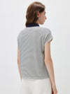 Women’s Mulberry Silk Knit Polo T-Shirt with Contrast Striped