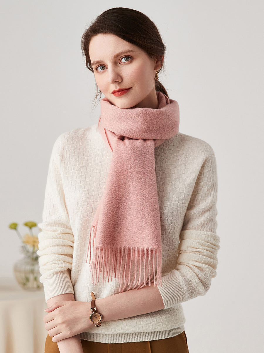 COMOBOCA PINK 100% Cashmere Plain Scarf