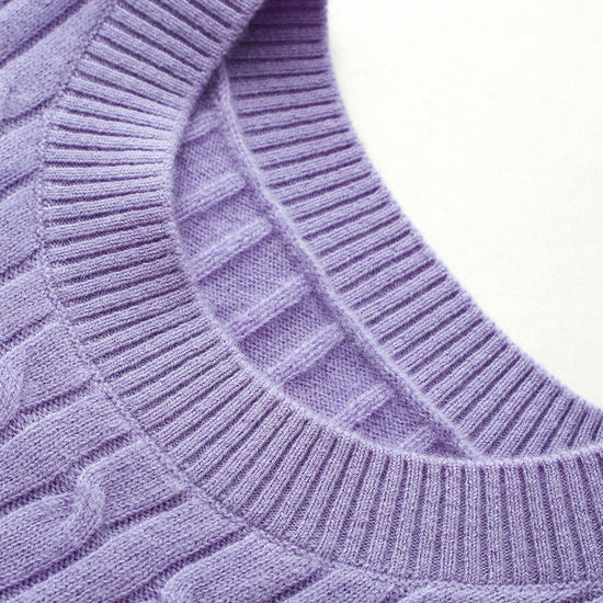 COMOBOCA 100% Wool Kids' Cable Knit Round Neck Sweater Vest