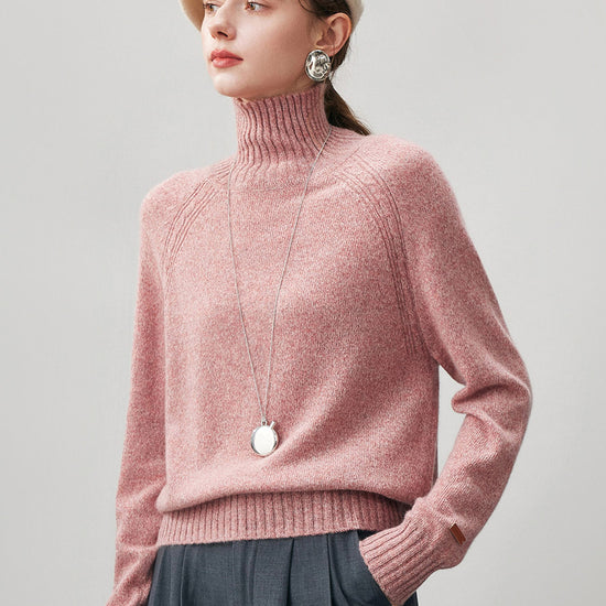 COMOBOCA 100% Cashmere Women's Ribbed Turtleneck Sweater