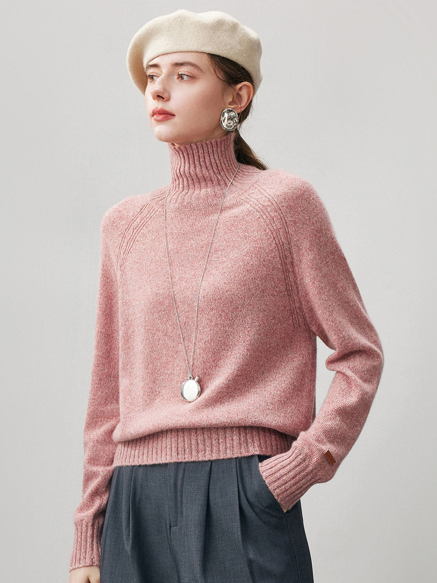 COMOBOCA 100% Cashmere Women's Ribbed Turtleneck Sweater