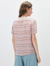 100% Mulberry Silk Women's Vintage Print Round-Neck Short Sleeve T-Shirt