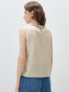 Women's Mock Neck Mulberry Silk Blend Vintage Sleeveless Vest