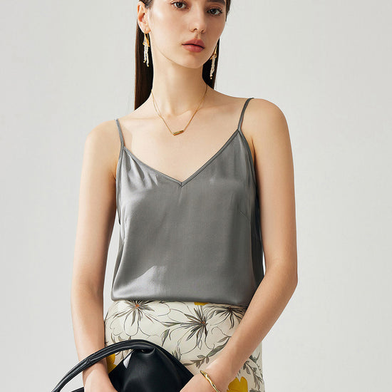 COMOBOCA Women's Silk Adjustable Straps V-Neck Camisole