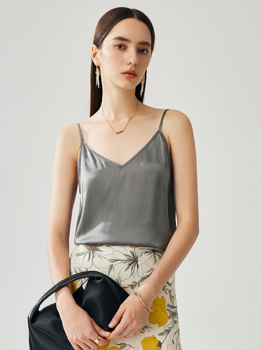 COMOBOCA Women's Silk Adjustable Straps V-Neck Camisole