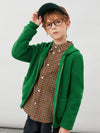 COMOBOCA 100% Wool Kids' Ribbed Zip Up Hooded Cardigan