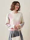COMOBOCA 100% Cashmere Women's Gradient Color Knit Sweater