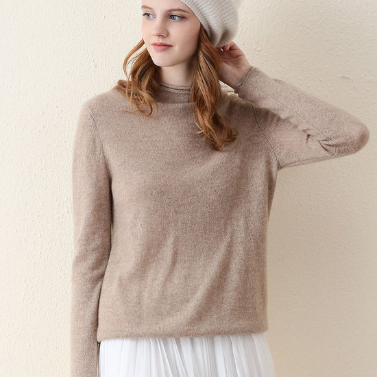 COMOBOCA BROWN 100% Cashmere Women's Round Neck Knit sweater