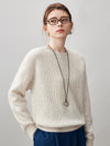 COMOBOCA 100% Cashmere Women's Openwork Knit Round Neck Sweater