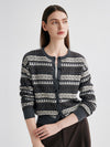 COMOBOCA 100% Cashmere Women's Fair Isle Knit Cardigan