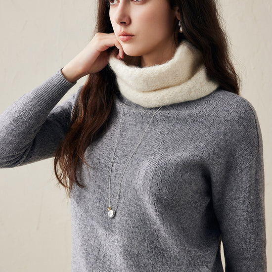 COMOBOCA White 100% Cashmere Cozy Knit Cowl Neck Warmer