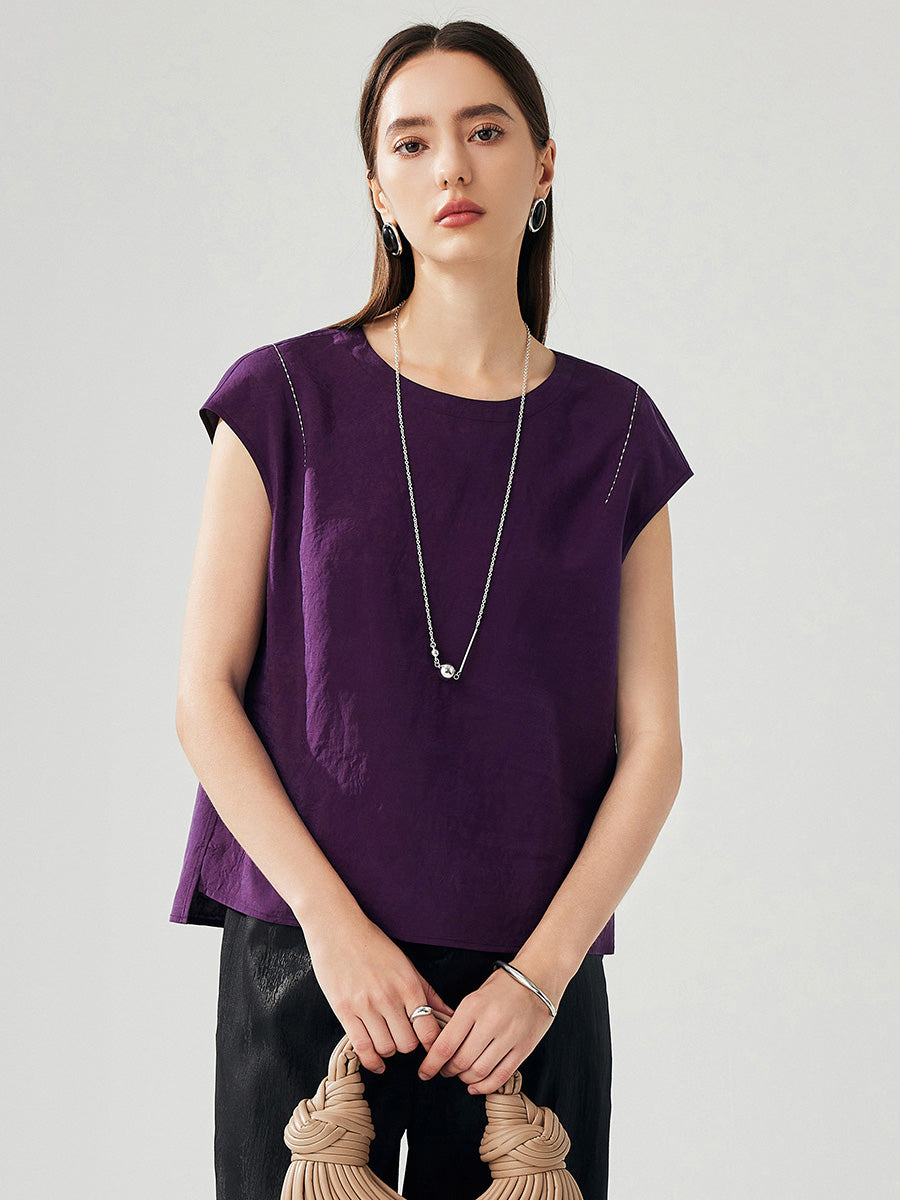 COMOBOCA 100% Mulberry Silk Women's Double Sided T-Shirt