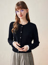 COMOBOCA 100% Wool Ribbed Extra Size Cardigan with Lace Cuffs