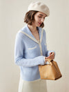 COMOBOCA 100% Cashmere Women's Sailor Collar Knit Cardigan