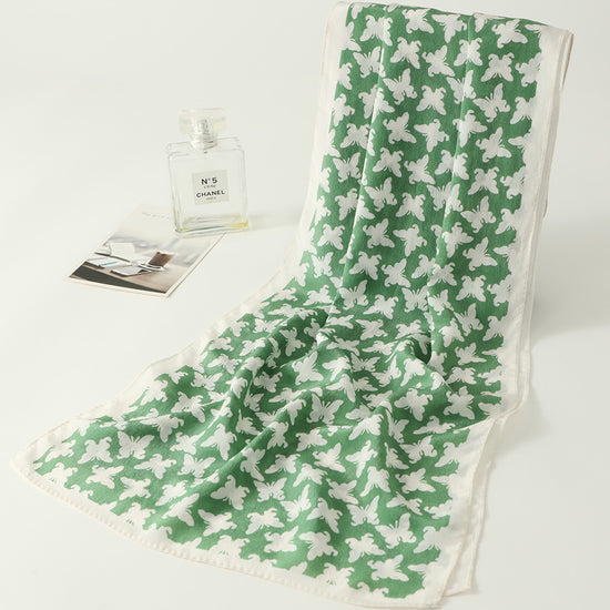 COMOBOCA 100% Mulberry Silk Women's Butterfly Print Scarf
