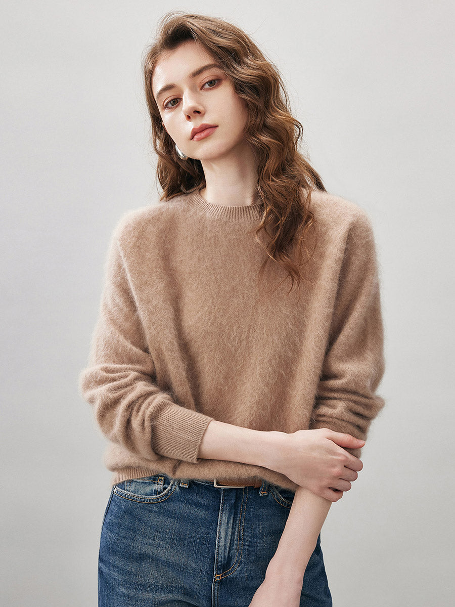 COMOBOCA Women's Wool Seamless Brushed Knit Sweater