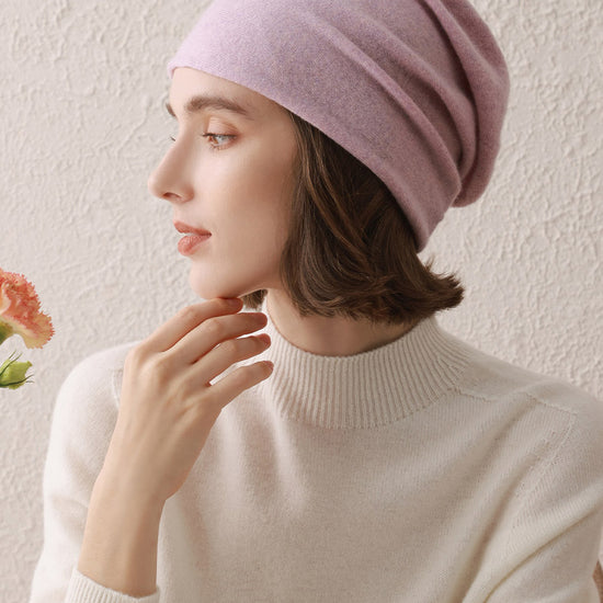 COMOBOCA 100% Cashmere Classic Slouchy Beanie