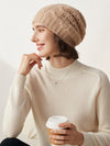 COMOBOCA 100% Cashmere Classic Cable Knit Beanie
