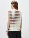 Women's Silk-Cotton Striped Crew Neck Sleeveless Knit Vest