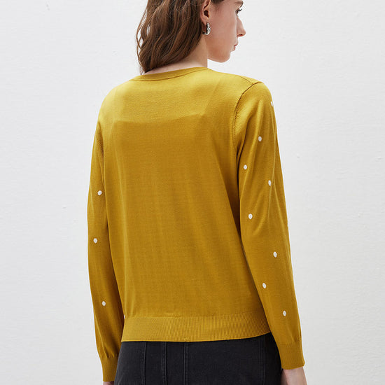 COMOBOCA Women's Lyocell Polka Dot Knit Cardigan