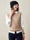 COMOBOCA Camel 100% Cashmere Women's Knitted Sleeveless Sweater Vest