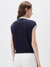 Women’s Mulberry Silk Contrast Collar Striped Knit T-Shirt
