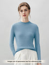 COMOBOCA DULL BLUE 100% Cashmere Women's Round Neck Knit sweater