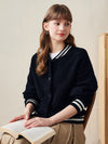COMOBOCA 100% Wool Women's Striped Ribbing Jacket