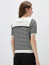 COMOBOCA Women's Striped Sailor Collar Knit Top