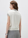 Women’s Mulberry Silk Contrast Collar Striped Knit T-Shirt