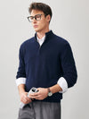 COMOBOCA 100% Cashmere Men's Half Zip Mock Neck Sweater