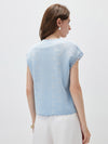 Women's V-Neck Silk-Cotton Jacquard Knit Short Sleeve T-Shirt