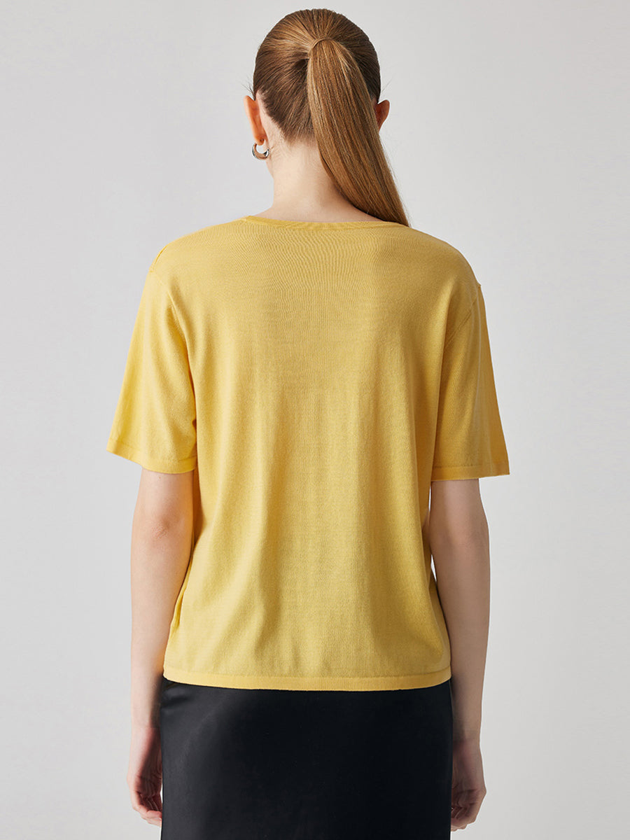 COMOBOCA Women's Essential Round Neck Knit T-Shirt