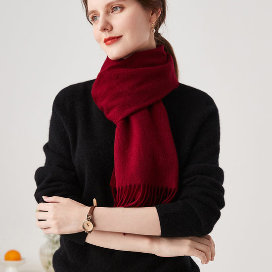 COMOBOCA RED 100% Cashmere Plain Scarf