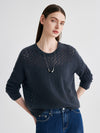 COMOBOCA 100% Cashmere Women's Openwork Round Neck Knit Sweater