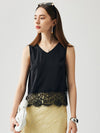 COMOBOCA Women's Chic Lace-Trimmed V-Neck Tank Top