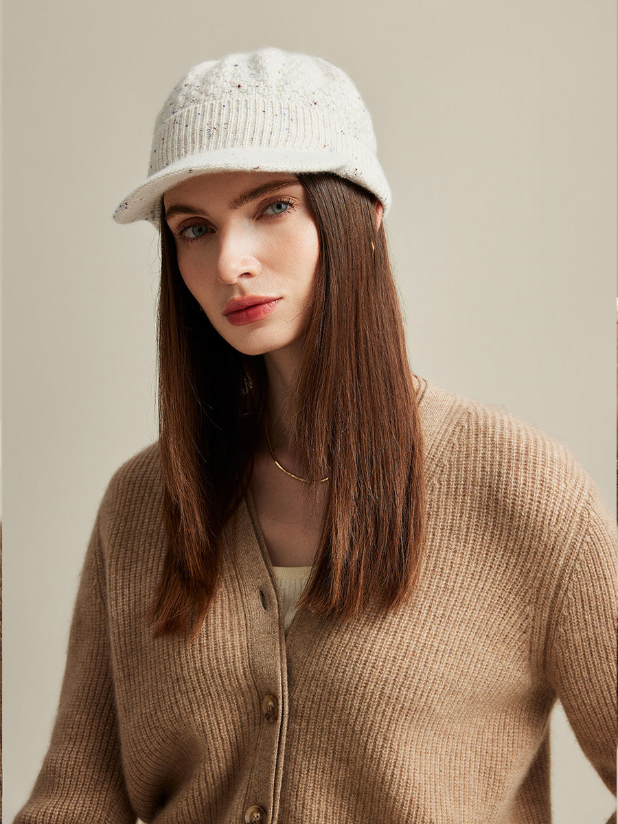 COMOBOCA 100% Cashmere Women's Knit Newsboy Cap