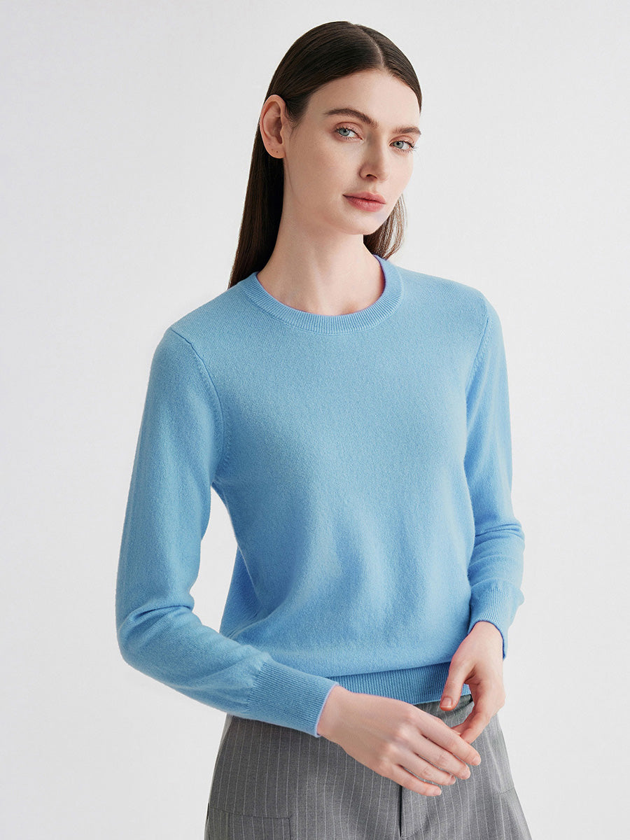 COMOBOCA 100% Cashmere Women's Round Neck Sweater
