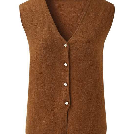 COMOBOCA 100% Wool Women's Button-Down Knit Vest