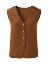 COMOBOCA 100% Wool Women's Button-Down Knit Vest