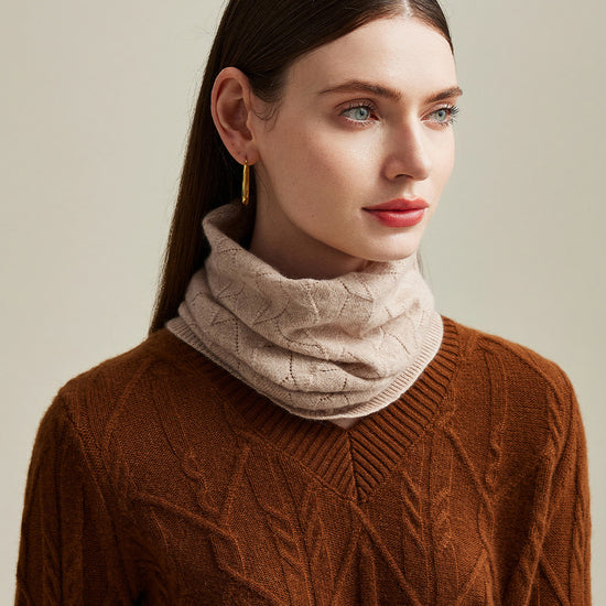 COMOBOCA Camel 100% Cashmere Women's Knit Neck Warmer
