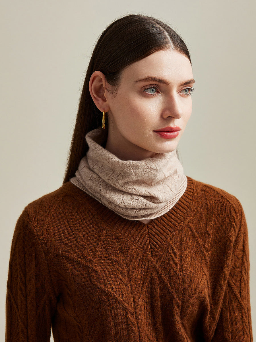 COMOBOCA Camel 100% Cashmere Women's Knit Neck Warmer