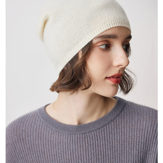 COMOBOCA Beige 100% Cashmere Classic Slouchy Beanie