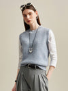 COMOBOCA Light Blue 100% Cashmere Women's Textured Knit Sweater Vest