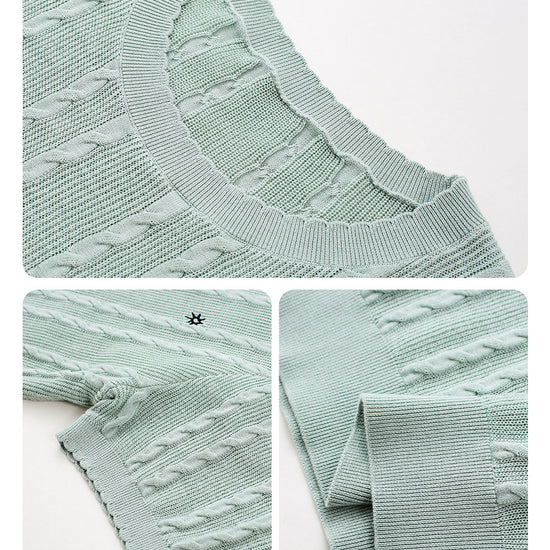 COMOBOCA Women's Cable Knit Embroidered Sweater