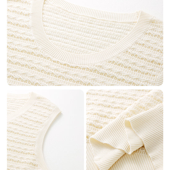 COMOBOCA Women's Textured Openwork Knit Sweater Vest