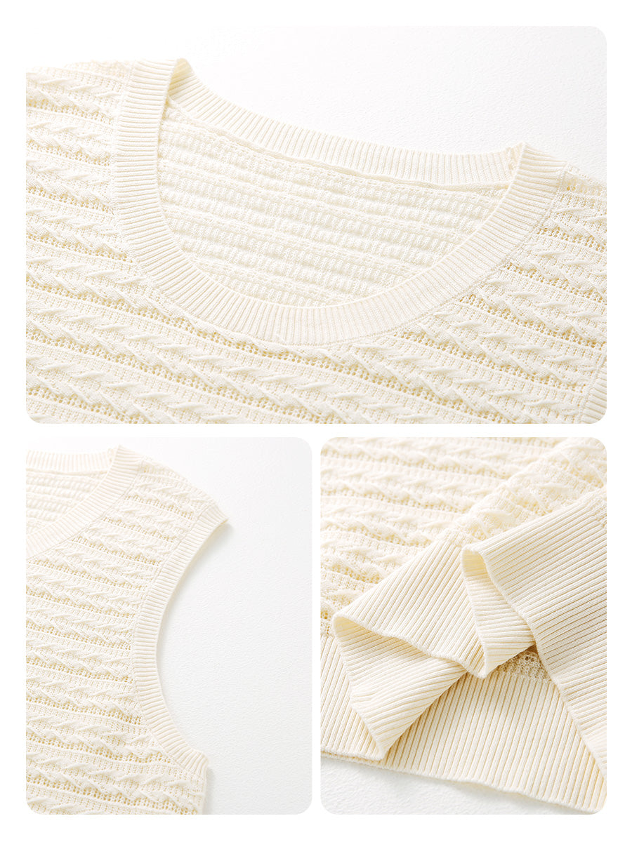 COMOBOCA Women's Textured Openwork Knit Sweater Vest