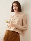 COMOBOCA 100% Cashmere Women's Turtleneck Cable Knit Sweater