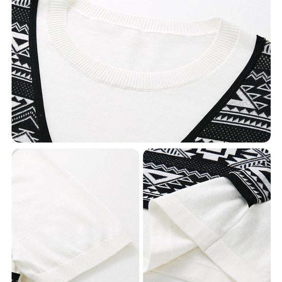 COMOBOCA Women's 2-in-1 Geometric Knit Top