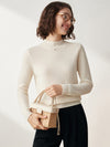 COMOBOCA Beige 100% Cashmere Women's Mock Neck Knit Sweater